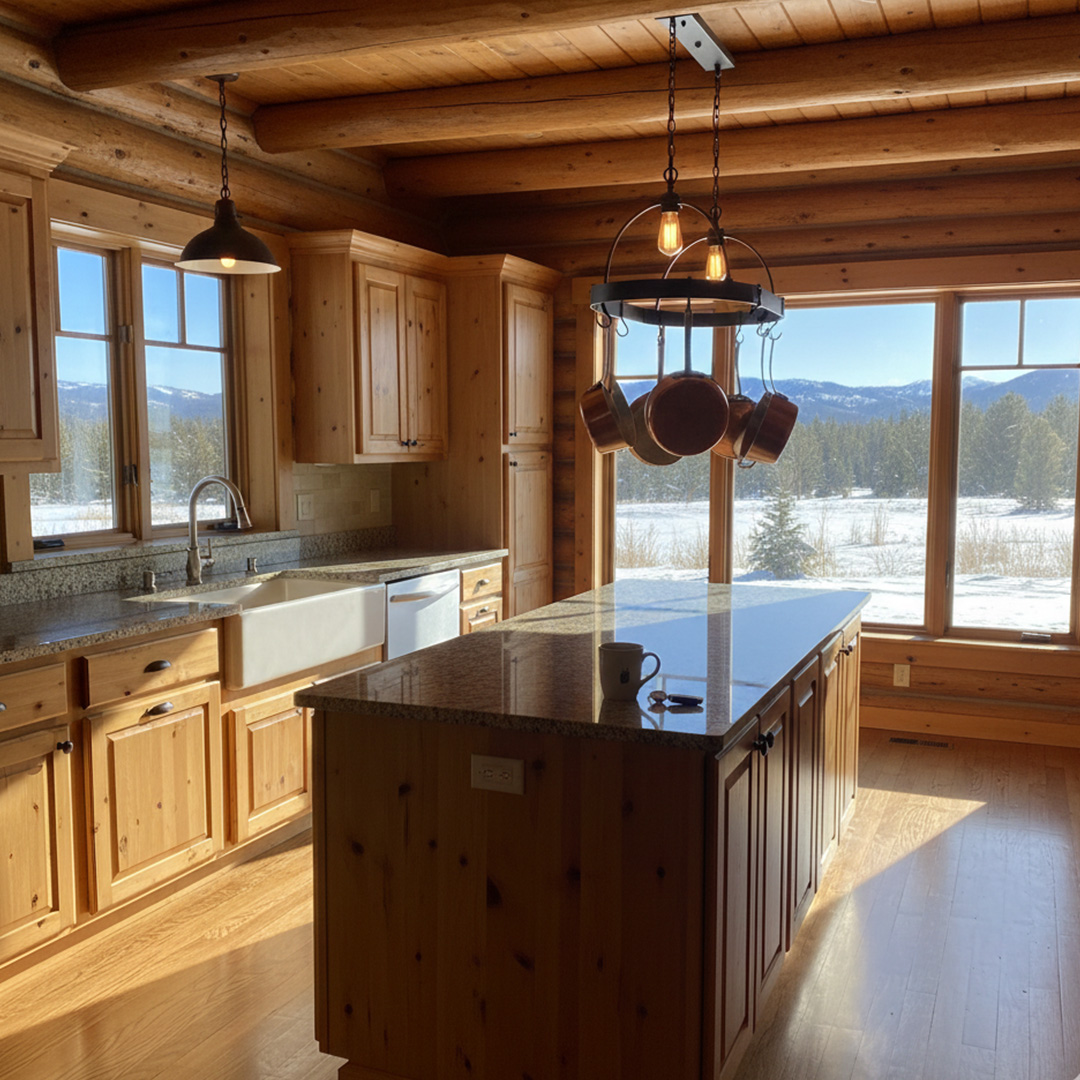 Wood lodge kitchen